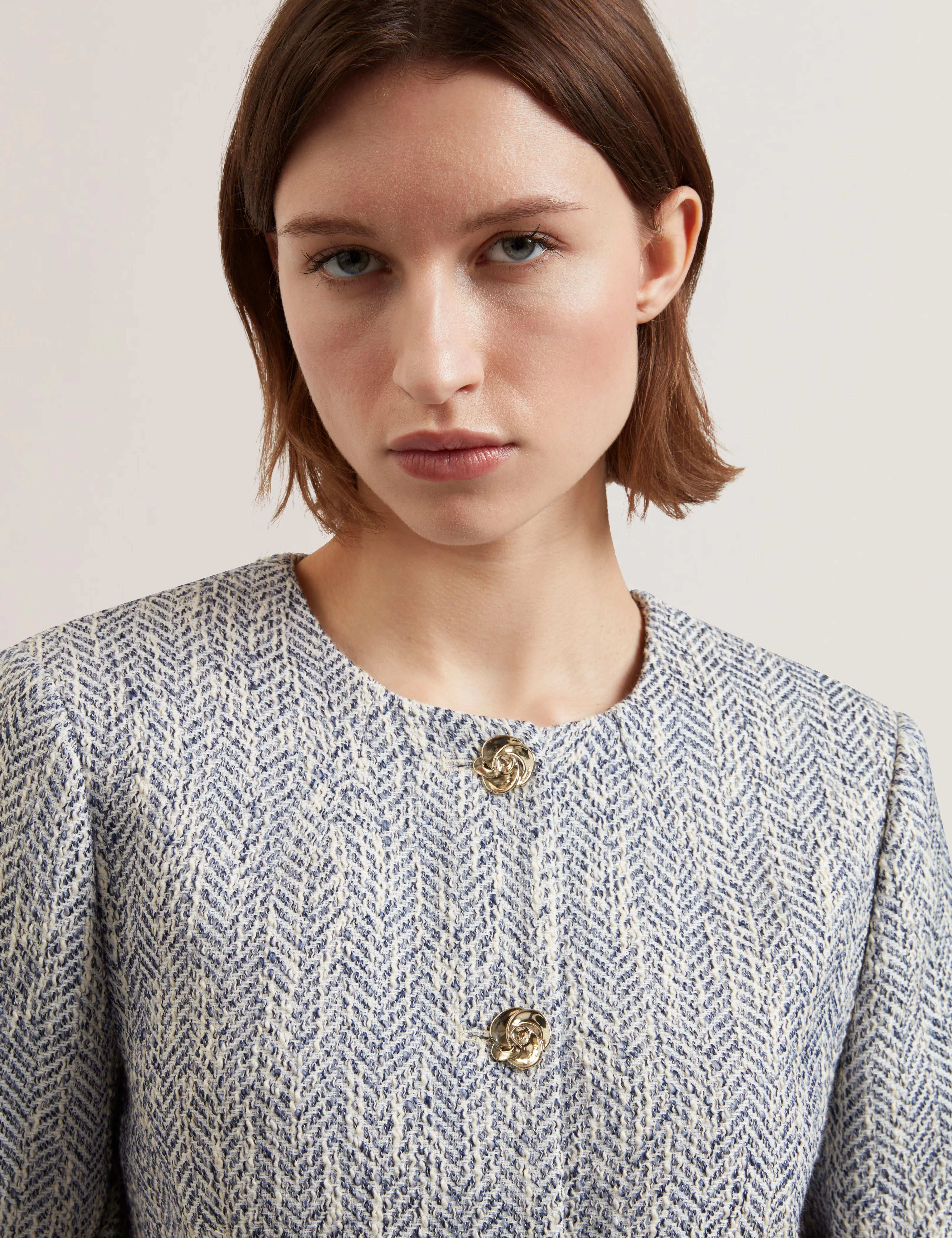 Vulpa Tailored Boucle Fitted Cropped Lt-Blue - Image 4