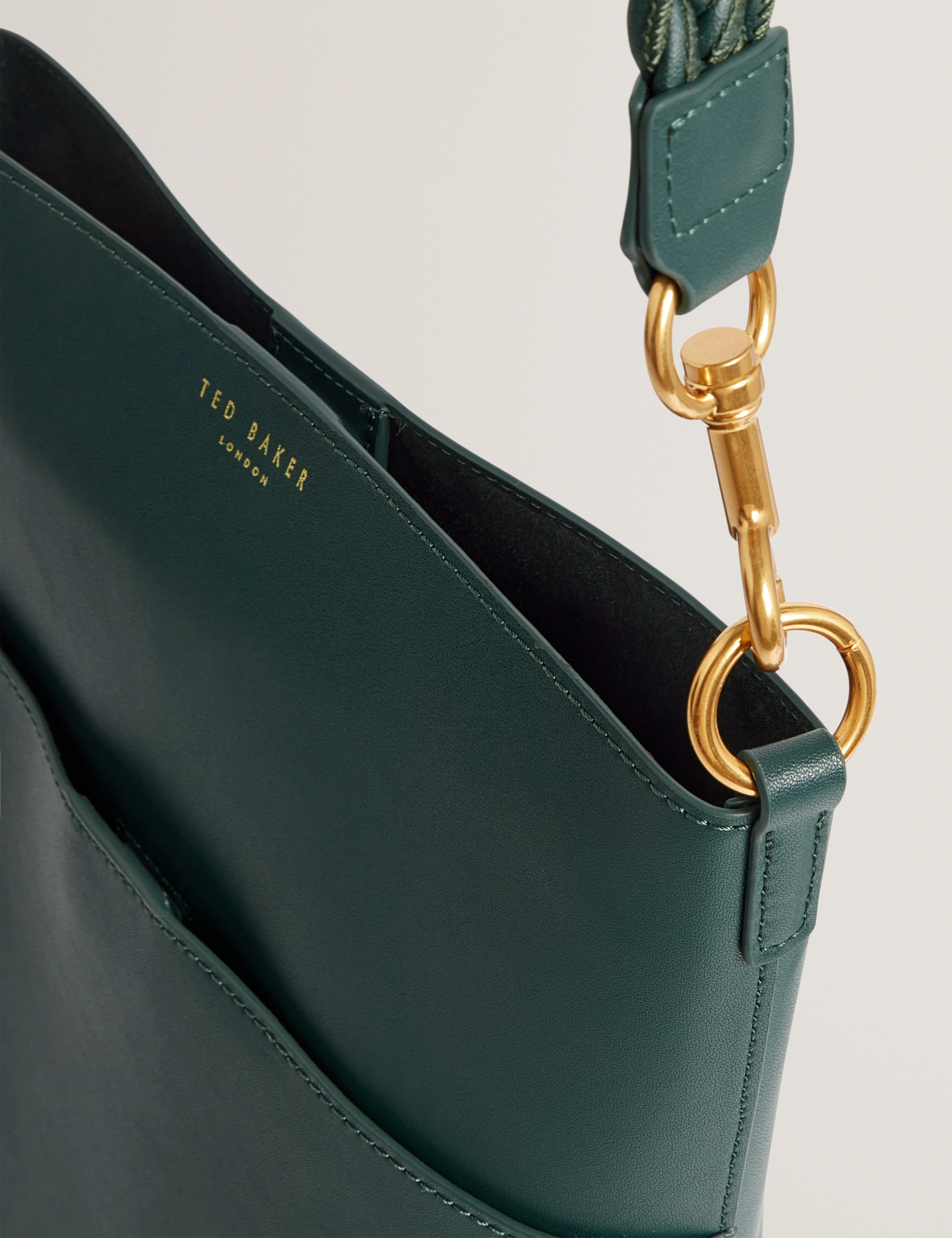 Wannda Weave Handle Leather Medium Bucket Bag Green - Image 3