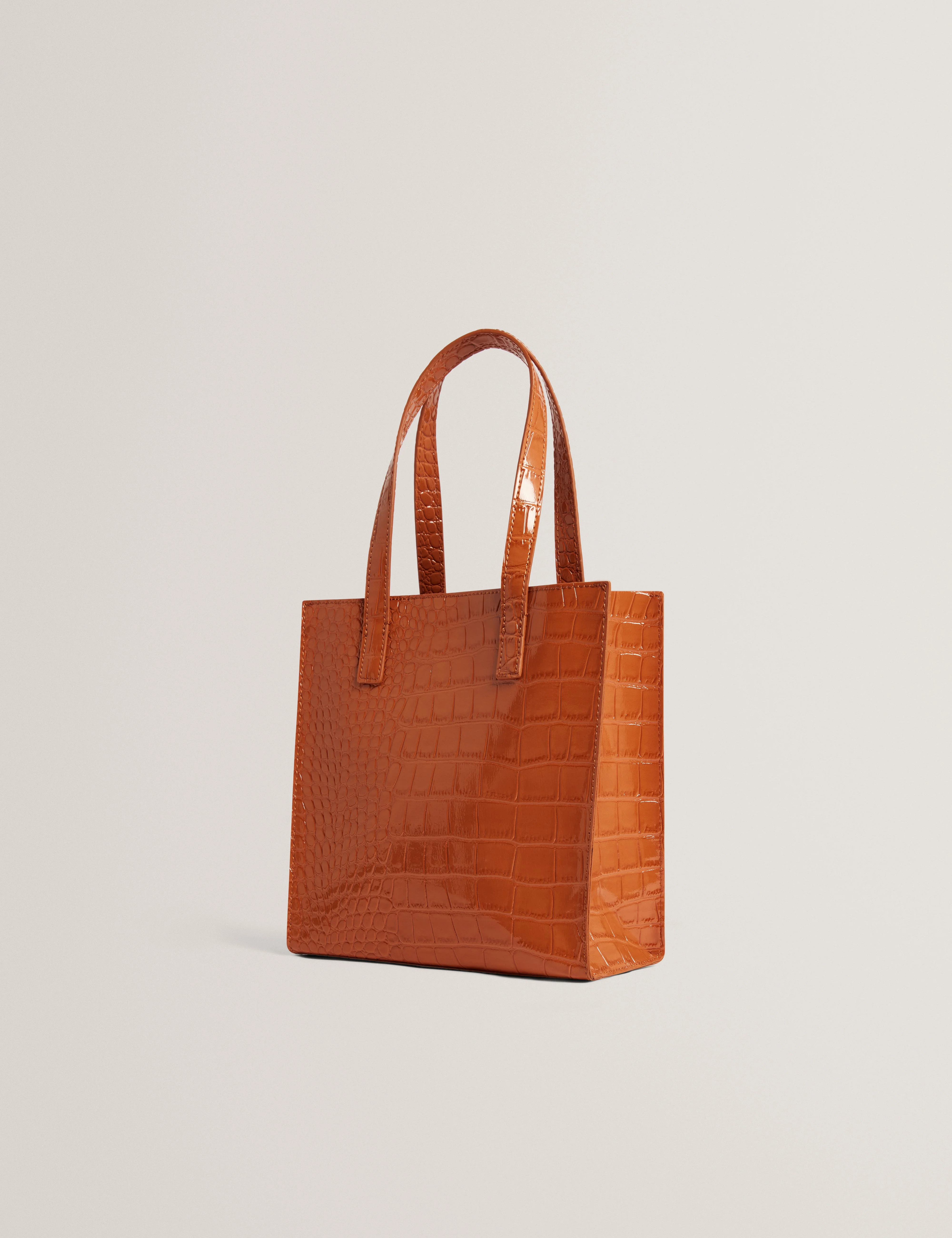 Wenonaa Croc Effect Small Icon Bag Tan - Image 4