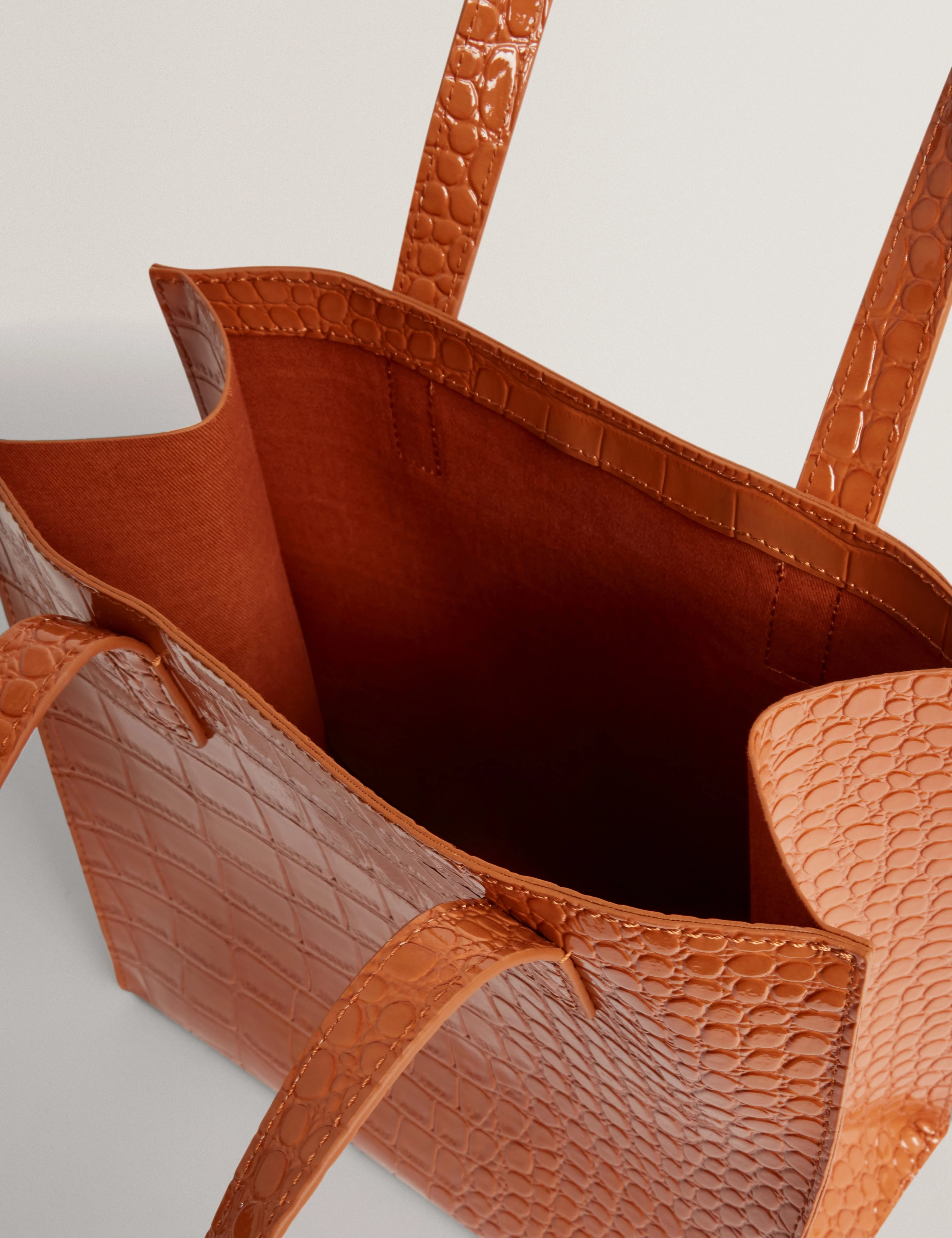 Wenonaa Croc Effect Small Icon Bag Tan - Image 5